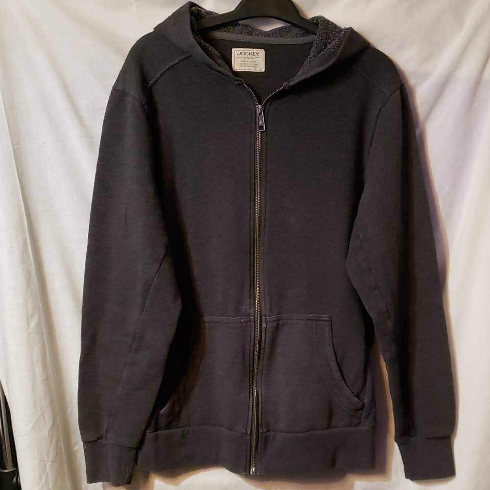 Jockey Men's Charcoal Gray Full-Zip Hoodie Sweater